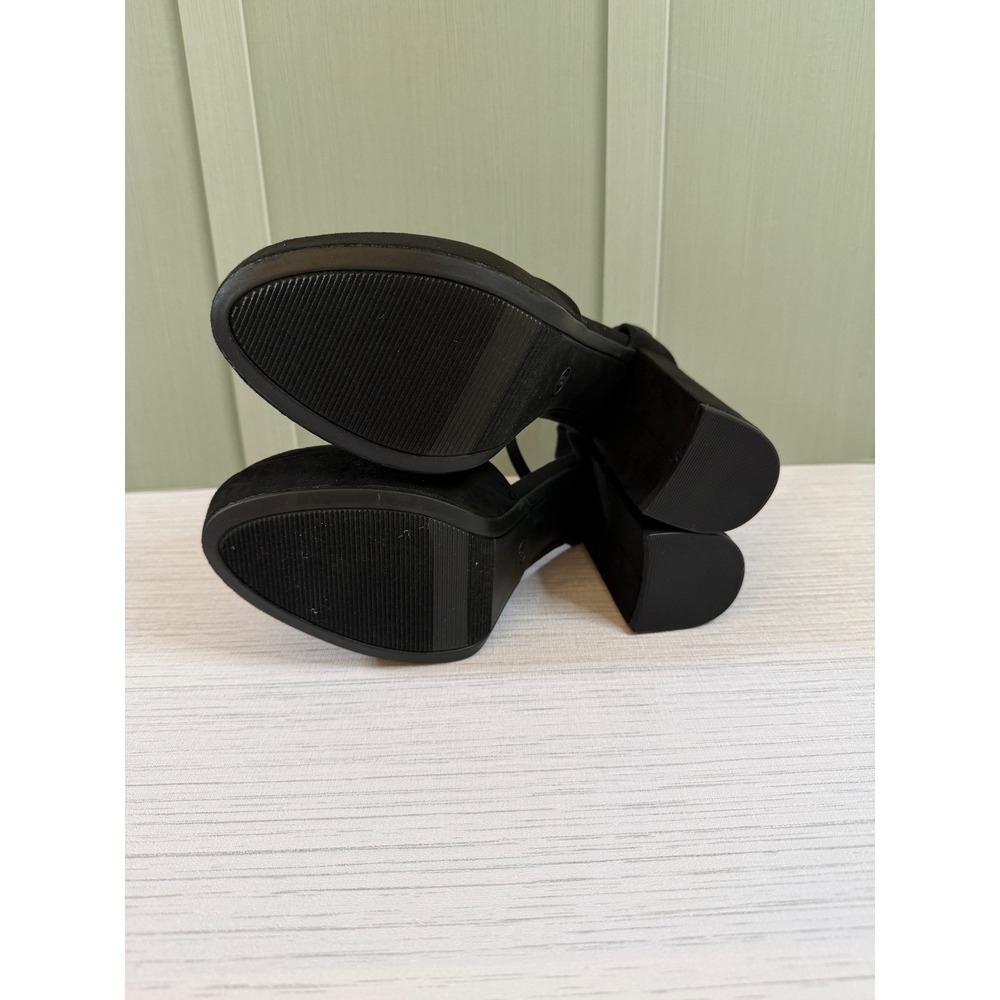 A New Day Size 9 Black Faux Suede Platform Block Heel Ankle Strap Pumps Womens - Picture 6 of 9